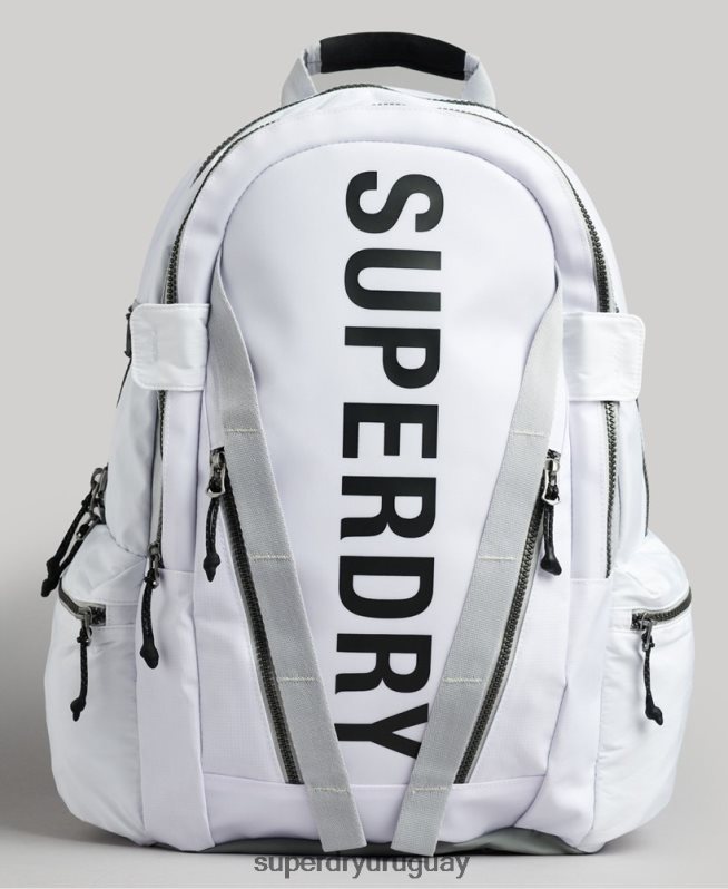 uy Superdry hombres mochila con gráfico de lona de montaña blanco DT2N8Z1610 accesorios