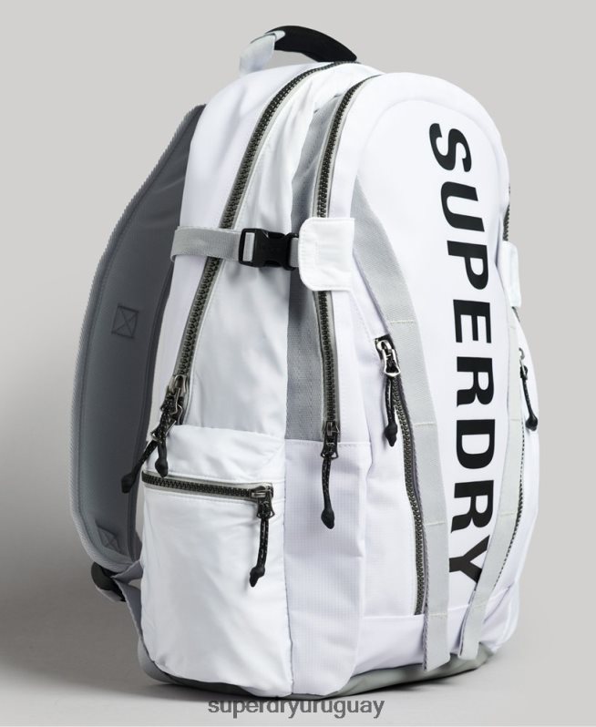 uy Superdry hombres mochila con gráfico de lona de montaña blanco DT2N8Z1610 accesorios
