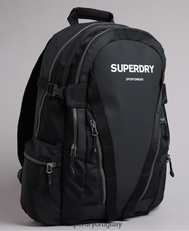 uy Superdry hombres mochila con gráfico de lona de montaña negro DT2N8Z1619 accesorios
