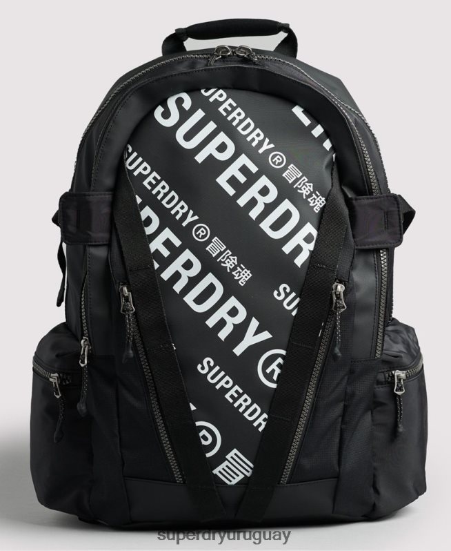 uy Superdry hombres mochila con gráfico de lona de montaña negro DT2N8Z1633 accesorios
