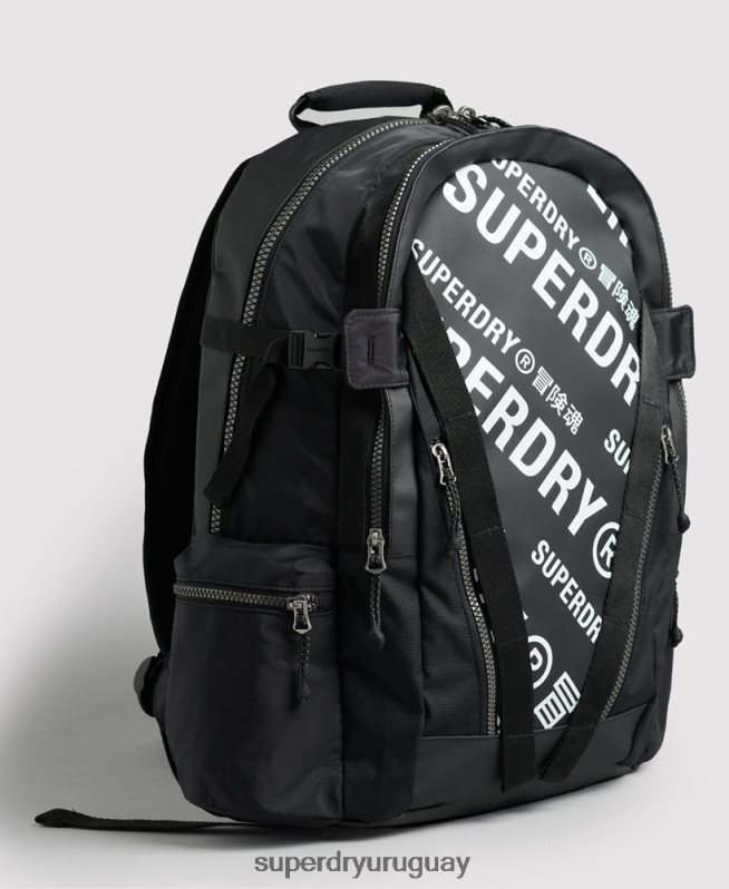 uy Superdry hombres mochila con gráfico de lona de montaña negro DT2N8Z1633 accesorios