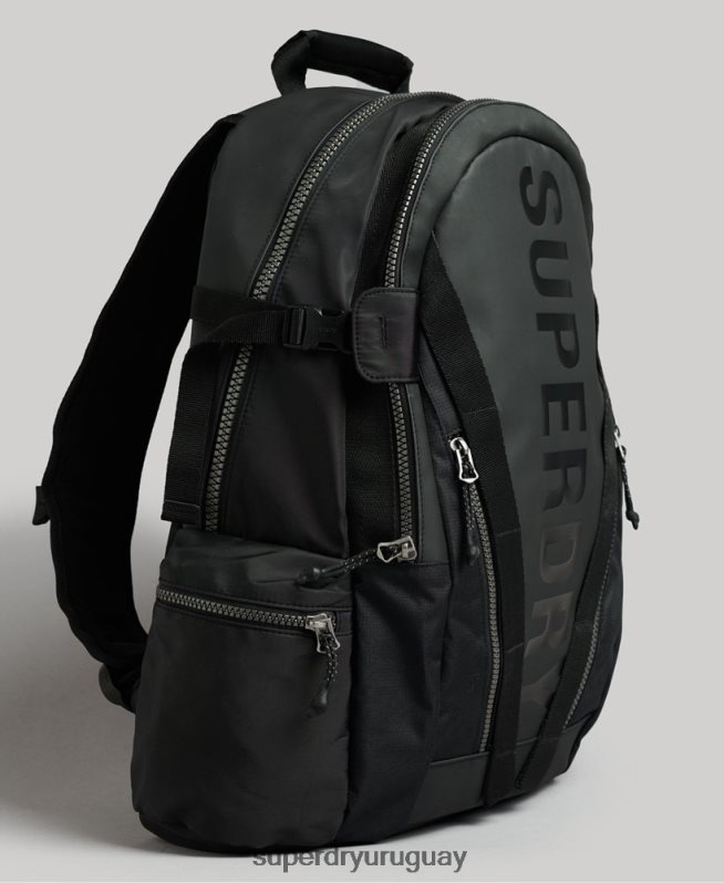 uy Superdry hombres mochila con gráfico de lona de montaña negro DT2N8Z1696 accesorios
