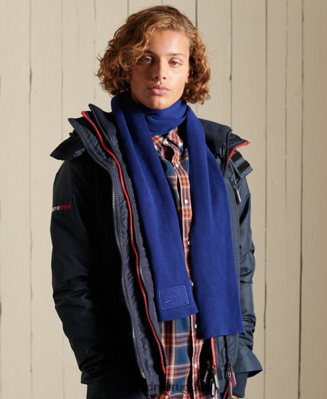 uy Superdry hombres bufanda clásica con logo vintage azul DT2N8Z6410 accesorios