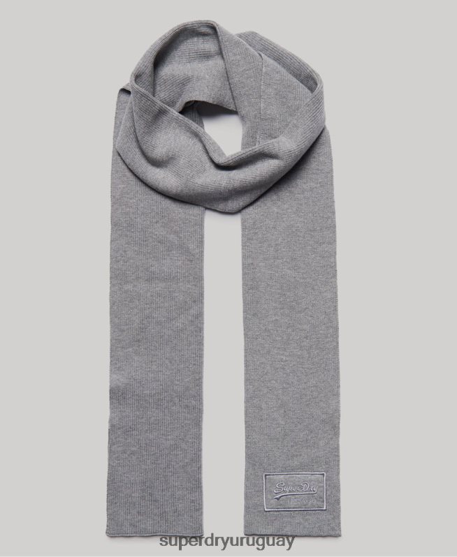 uy Superdry hombres bufanda clásica con logo vintage gris claro DT2N8Z6412 accesorios