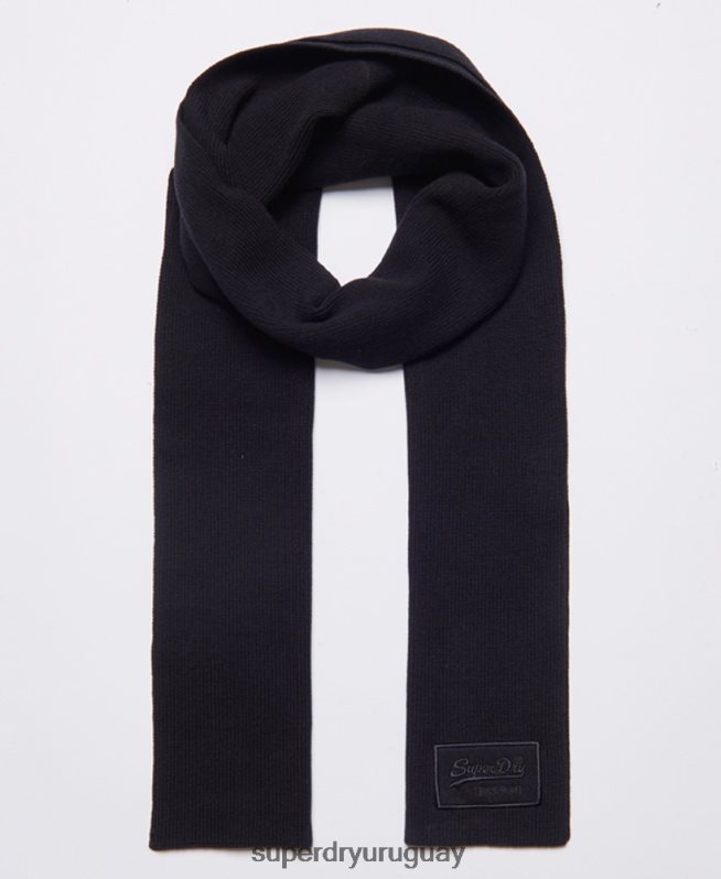 uy Superdry hombres bufanda clásica con logo vintage negro DT2N8Z1818 accesorios
