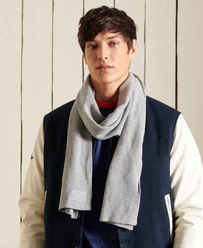 uy Superdry hombres bufanda con logo vintage gris claro DT2N8Z1821 accesorios