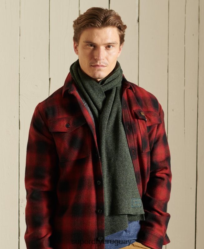 uy Superdry hombres bufanda con logo vintage verde DT2N8Z1823 accesorios