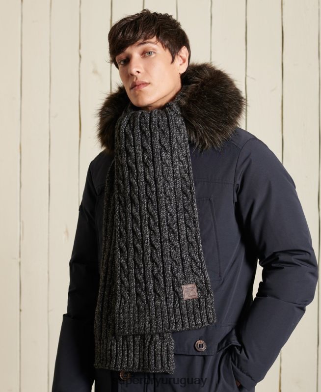 uy Superdry hombres bufanda de cabo arrastrero gris oscuro DT2N8Z1816 accesorios