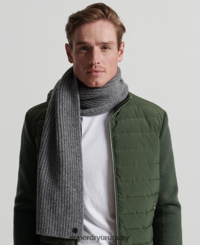 uy Superdry hombres bufanda de canalé premium studios gris claro DT2N8Z1812 accesorios