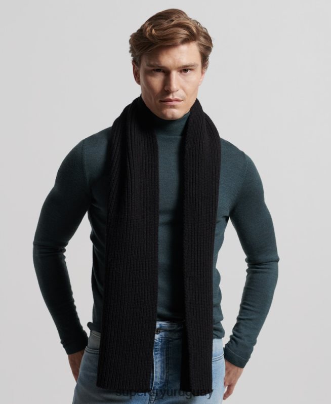 uy Superdry hombres bufanda de canalé premium studios negro DT2N8Z1811 accesorios