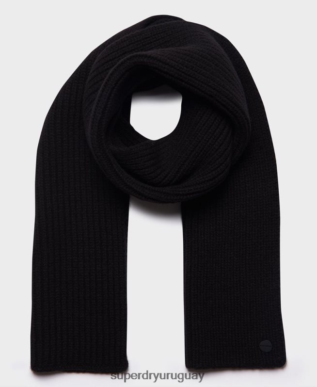 uy Superdry hombres bufanda de canalé premium studios negro DT2N8Z1811 accesorios
