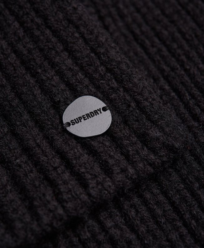 uy Superdry hombres bufanda de canalé premium studios negro DT2N8Z1811 accesorios