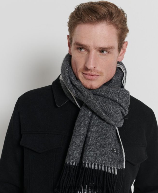 uy Superdry hombres bufanda de estudio gris oscuro DT2N8Z1783 accesorios