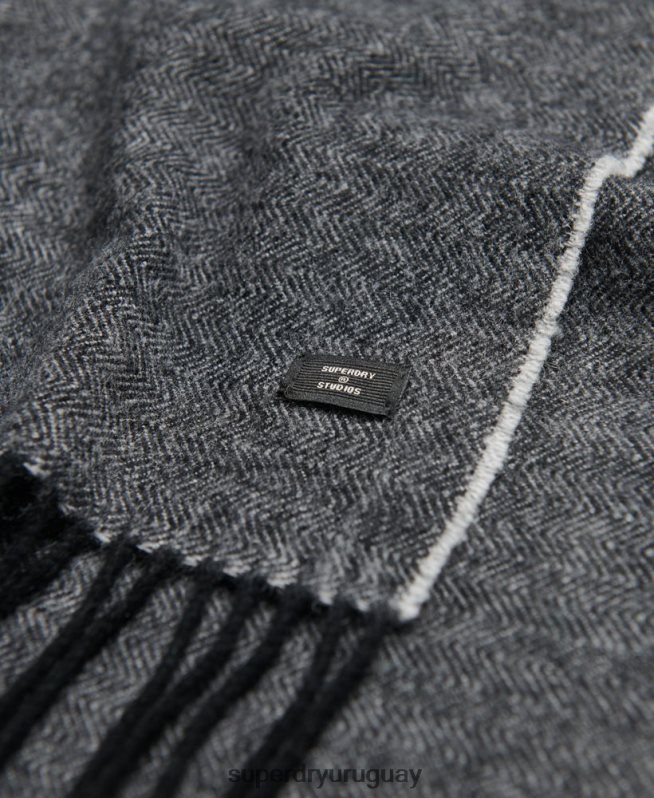 uy Superdry hombres bufanda de estudio gris oscuro DT2N8Z1783 accesorios