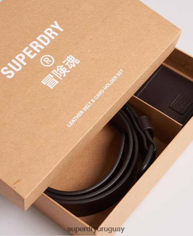 uy Superdry hombres benson conjunto de cinturones en caja marrón DT2N8Z6457 accesorios