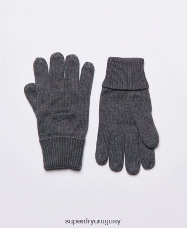 uy Superdry hombres guantes clásicos con logo vintage gris DT2N8Z1803 accesorios