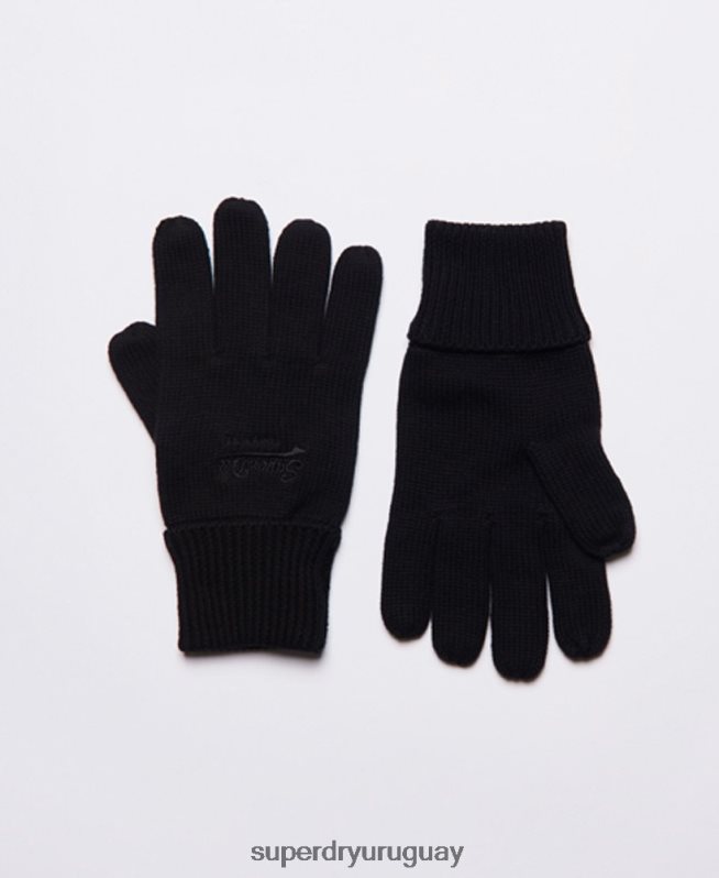 uy Superdry hombres guantes clásicos con logo vintage negro DT2N8Z1799 accesorios