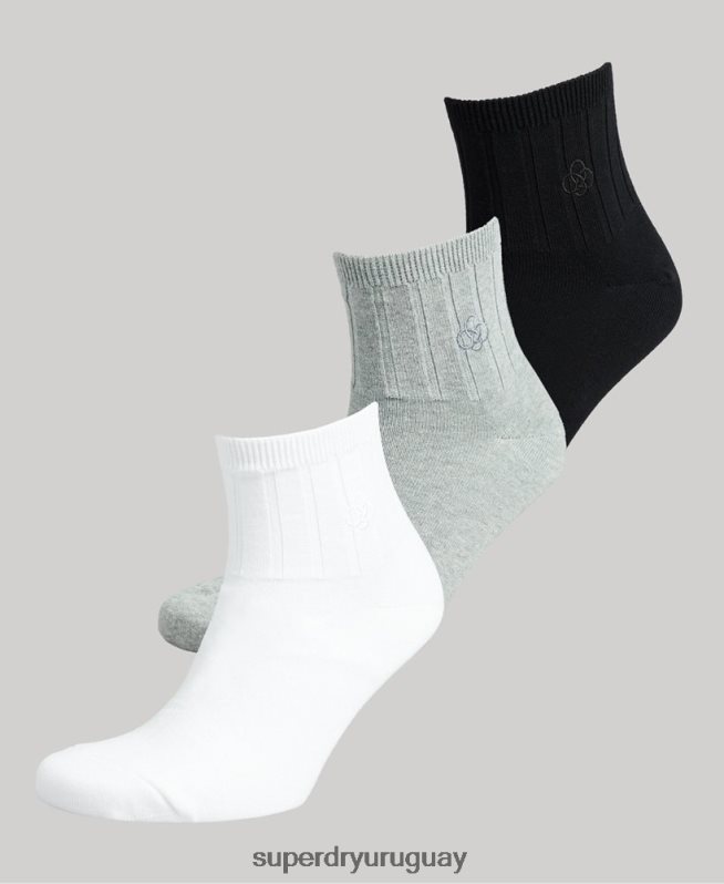 uy Superdry hombres Pack de calcetines tobilleros de algodón orgánico negro DT2N8Z1642 accesorios
