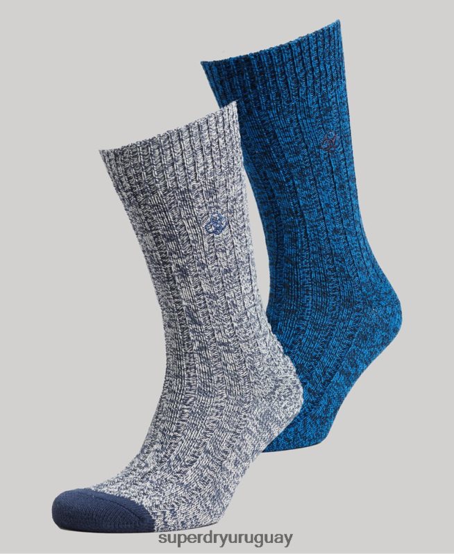 uy Superdry hombres Pack de calcetines torcidos de algodón orgánico azul DT2N8Z1756 accesorios