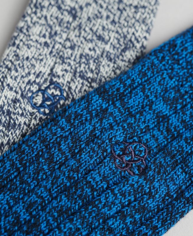 uy Superdry hombres Pack de calcetines torcidos de algodón orgánico azul DT2N8Z1756 accesorios