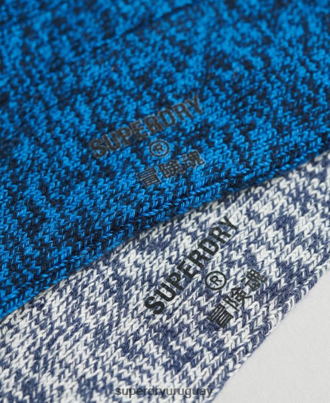 uy Superdry hombres Pack de calcetines torcidos de algodón orgánico azul DT2N8Z1756 accesorios
