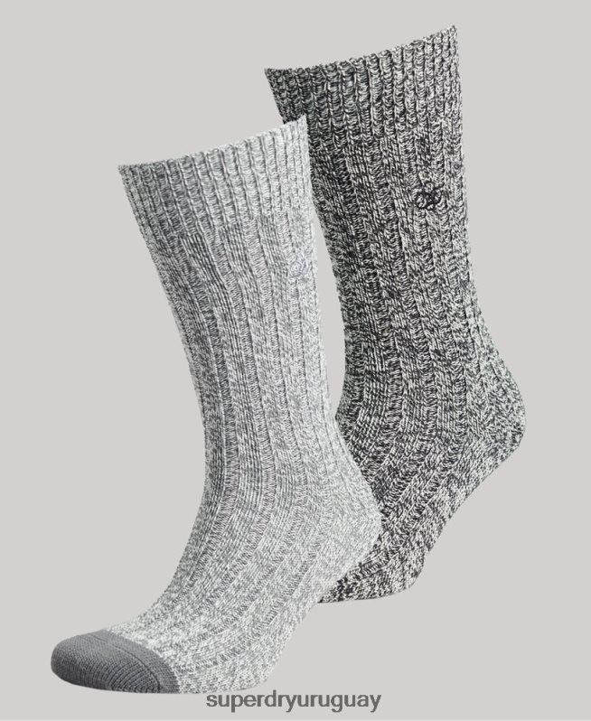 uy Superdry hombres Pack de calcetines torcidos de algodón orgánico gris DT2N8Z1765 accesorios