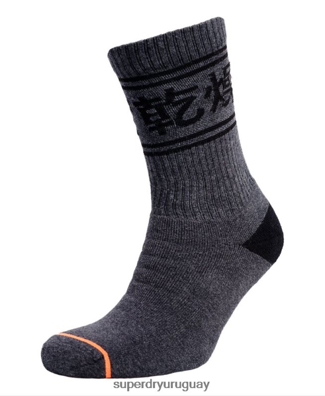 uy Superdry hombres Pack de tres calcetines de algodón orgánico Trophy Crew gris oscuro DT2N8Z1882 accesorios