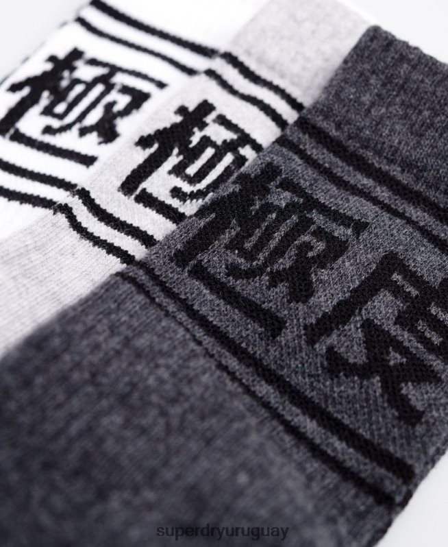uy Superdry hombres Pack de tres calcetines de algodón orgánico Trophy Crew gris oscuro DT2N8Z1882 accesorios