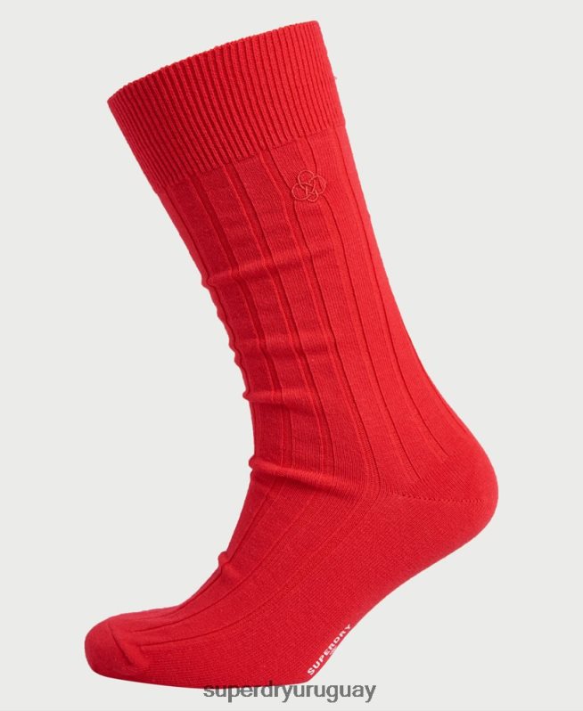 uy Superdry hombres calcetines de canalé casual de algodón orgánico rojo DT2N8Z1868 accesorios