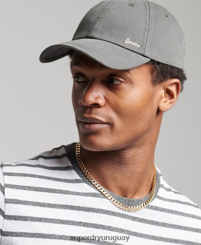 uy Superdry hombres gorra bordada vintage gris oscuro DT2N8Z1641 accesorios
