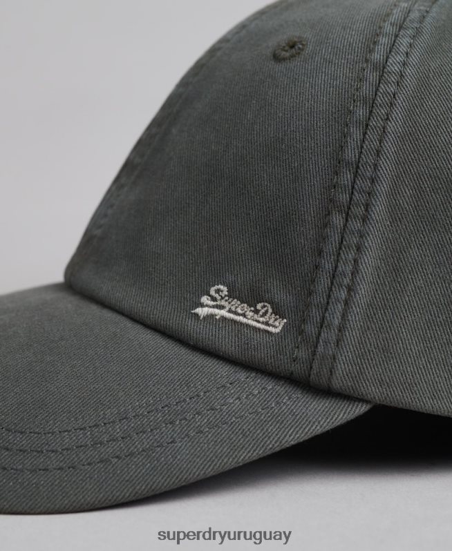 uy Superdry hombres gorra bordada vintage gris oscuro DT2N8Z1641 accesorios