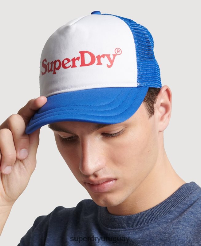 uy Superdry hombres gorra de camionero con gráfico vintage azul DT2N8Z6378 accesorios