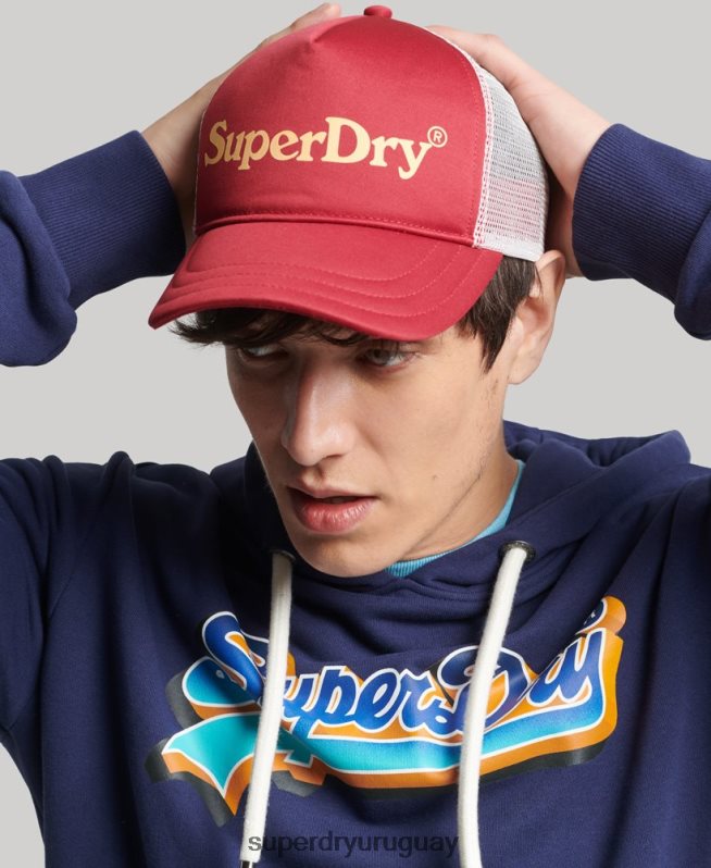 uy Superdry hombres gorra de camionero con gráfico vintage rojo DT2N8Z6367 accesorios