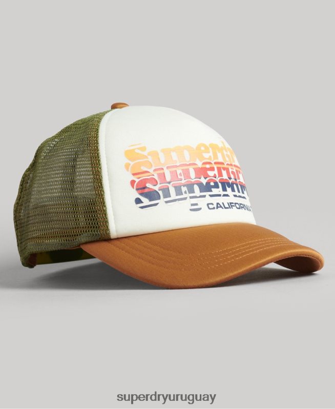 uy Superdry hombres gorra de camionero vintage blanco DT2N8Z1604 accesorios