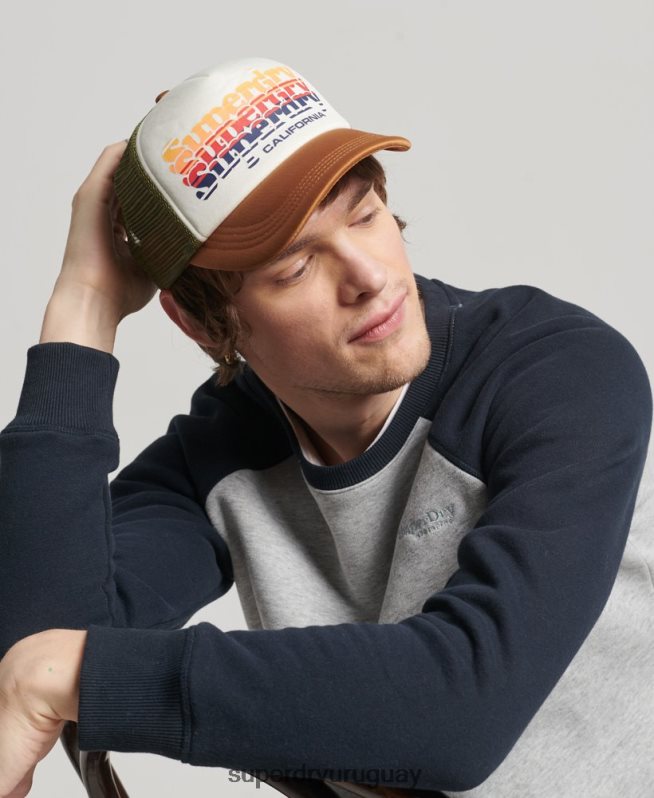 uy Superdry hombres gorra de camionero vintage blanco DT2N8Z1604 accesorios