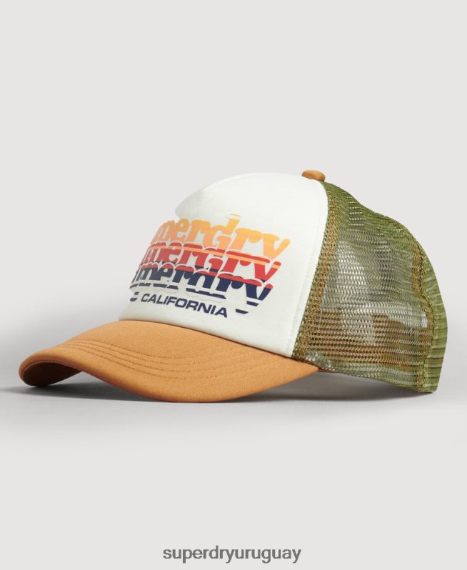 uy Superdry hombres gorra de camionero vintage blanco DT2N8Z1604 accesorios