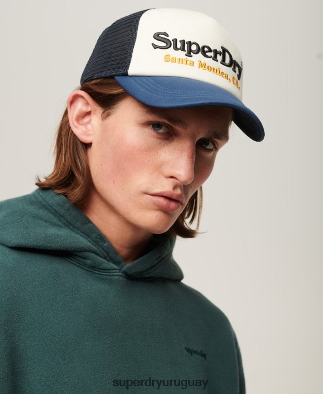 uy Superdry hombres gorra de camionero vintage blanco DT2N8Z1624 accesorios