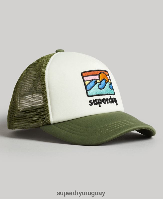uy Superdry hombres gorra de camionero vintage verde DT2N8Z1646 accesorios