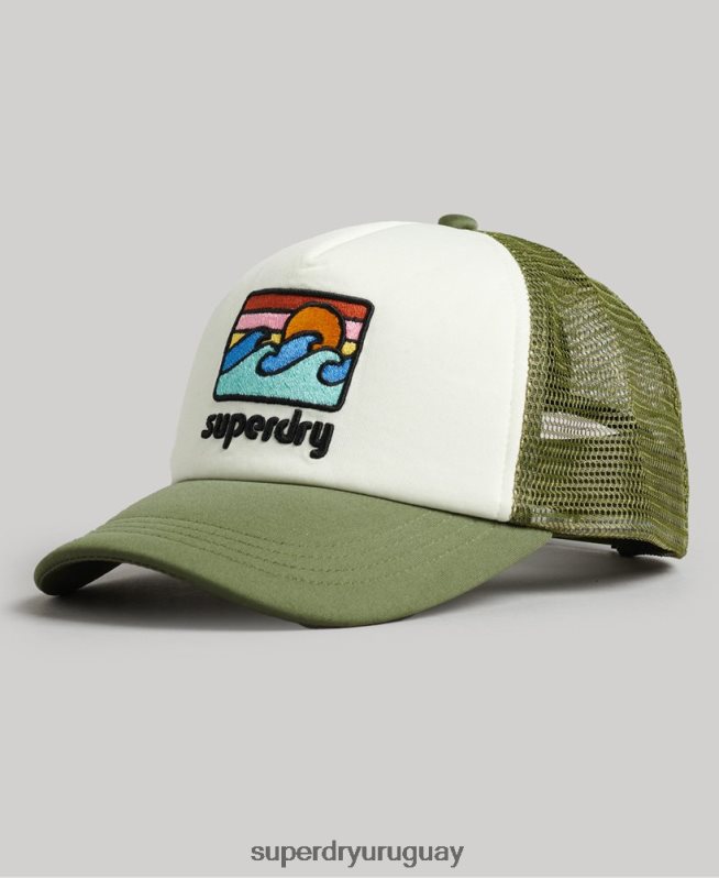uy Superdry hombres gorra de camionero vintage verde DT2N8Z1646 accesorios