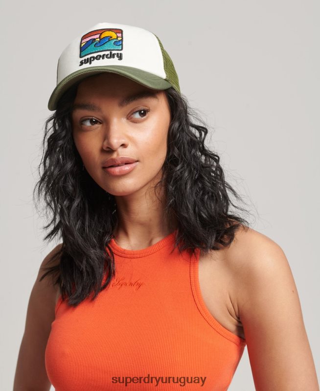 uy Superdry hombres gorra de camionero vintage verde DT2N8Z1646 accesorios