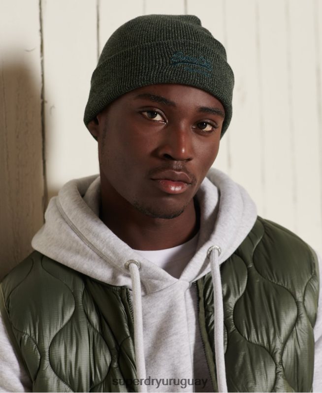 uy Superdry hombres gorro clásico con logo vintage verde DT2N8Z1815 accesorios