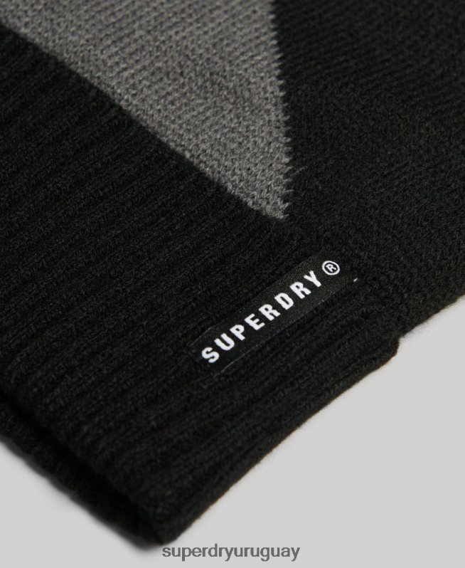uy Superdry hombres gorro con puño de nieve negro DT2N8Z1695 accesorios