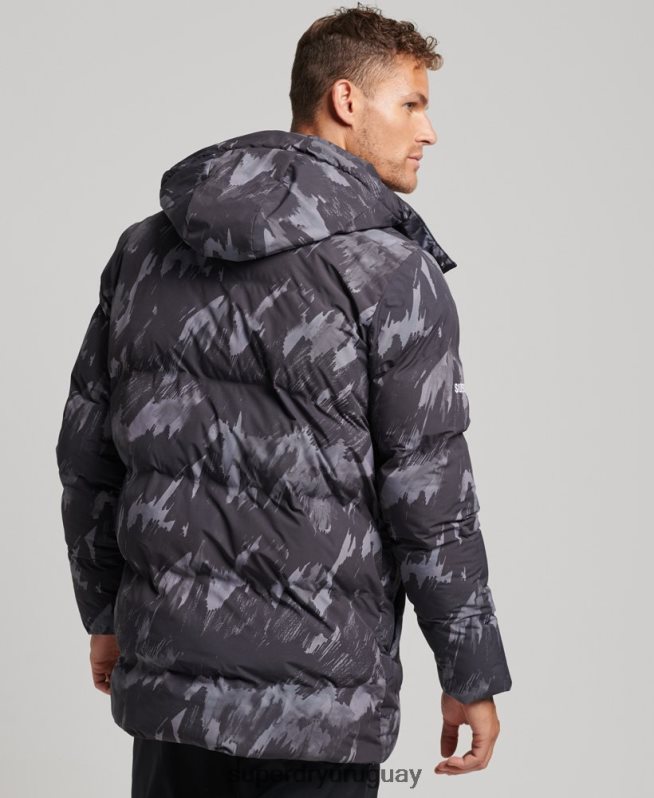 uy Superdry hombres abrigo acolchado boxy gris oscuro DT2N8Z5365 ropa