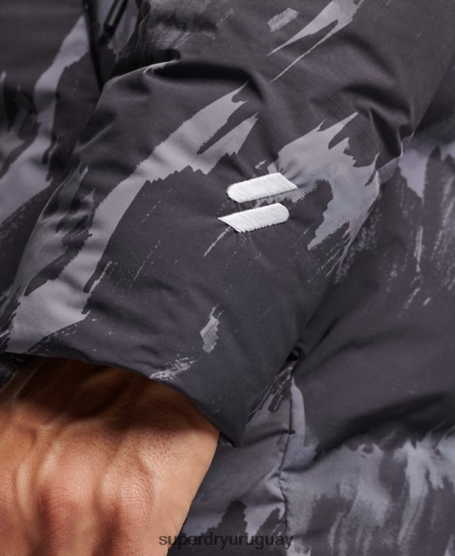 uy Superdry hombres abrigo acolchado boxy gris oscuro DT2N8Z5365 ropa