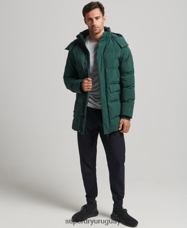 uy Superdry hombres abrigo acolchado boxy verde DT2N8Z4543 ropa