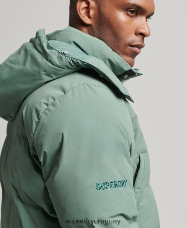uy Superdry hombres abrigo acolchado boxy verde DT2N8Z4641 ropa