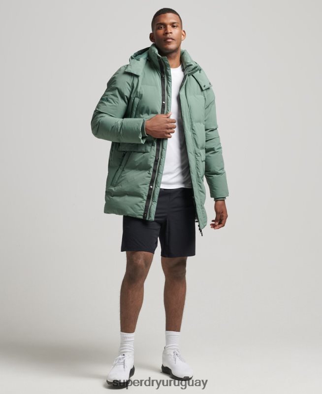 uy Superdry hombres abrigo acolchado boxy verde DT2N8Z4641 ropa