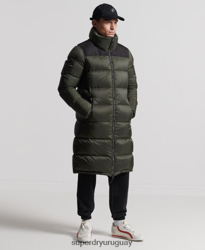 uy Superdry hombres abrigo acolchado con plumas largas caqui DT2N8Z4556 ropa