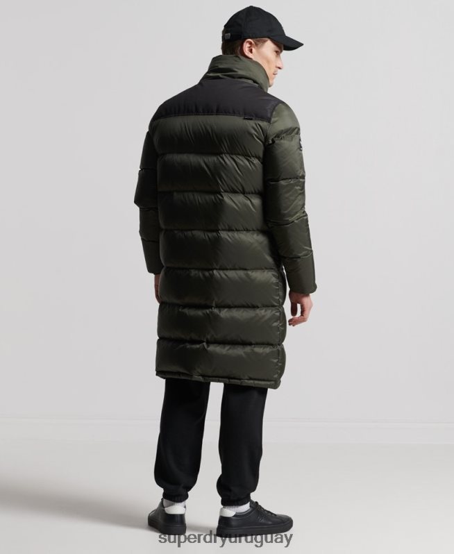uy Superdry hombres abrigo acolchado con plumas largas caqui DT2N8Z4556 ropa