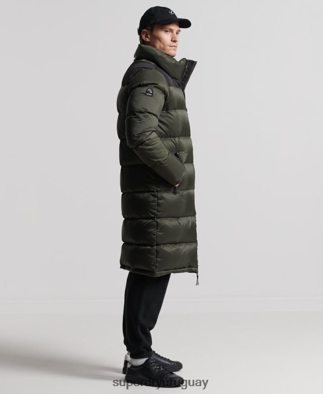 uy Superdry hombres abrigo acolchado con plumas largas caqui DT2N8Z4556 ropa